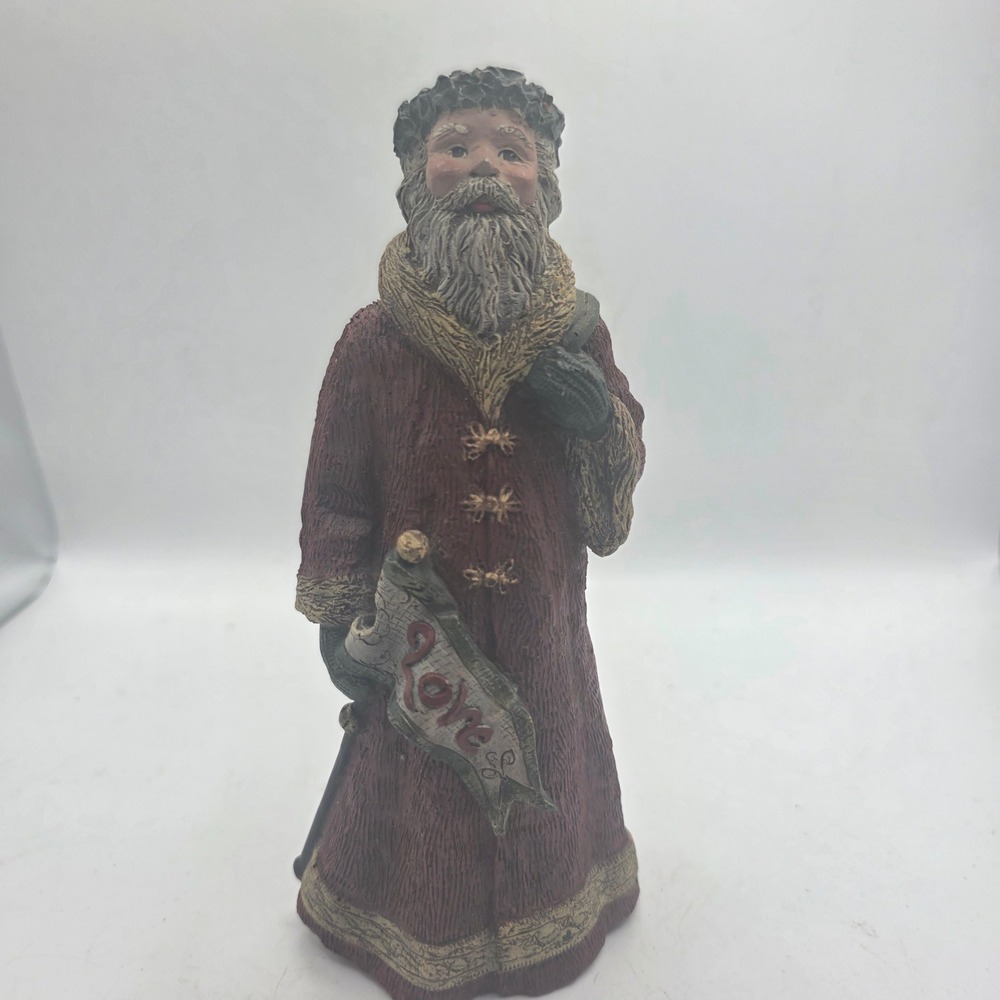 Vintage Style Father Christmas Santa Figurine Holding Joy Ornament Gift Sack